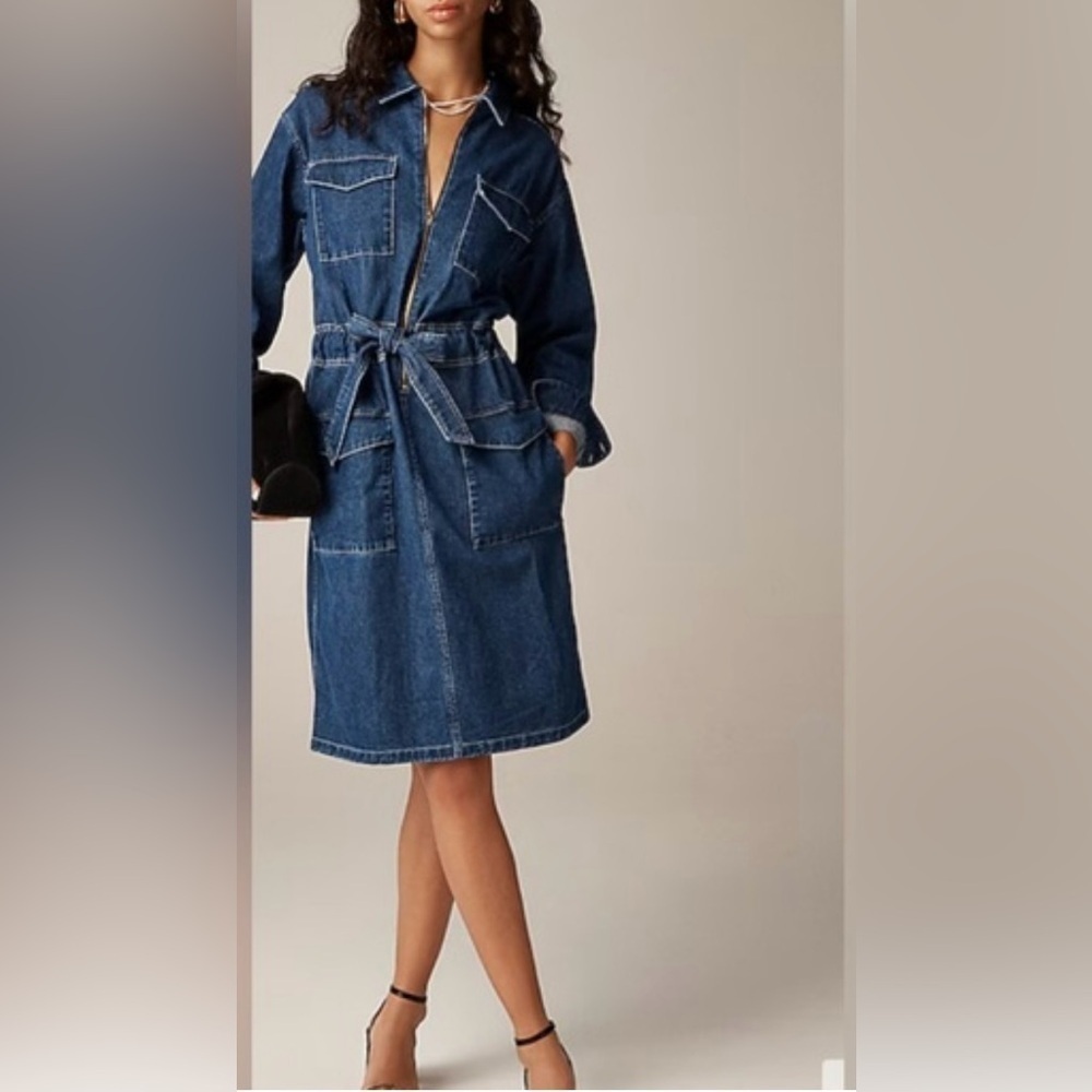 NWT 100% Cotton J.Crew Denim Midi Dress size 2 - Picture 2 of 13